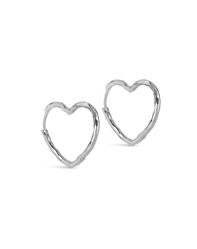 Enamel Copenhagen - Organic Heart Medium Hoops - Sølvfarvet